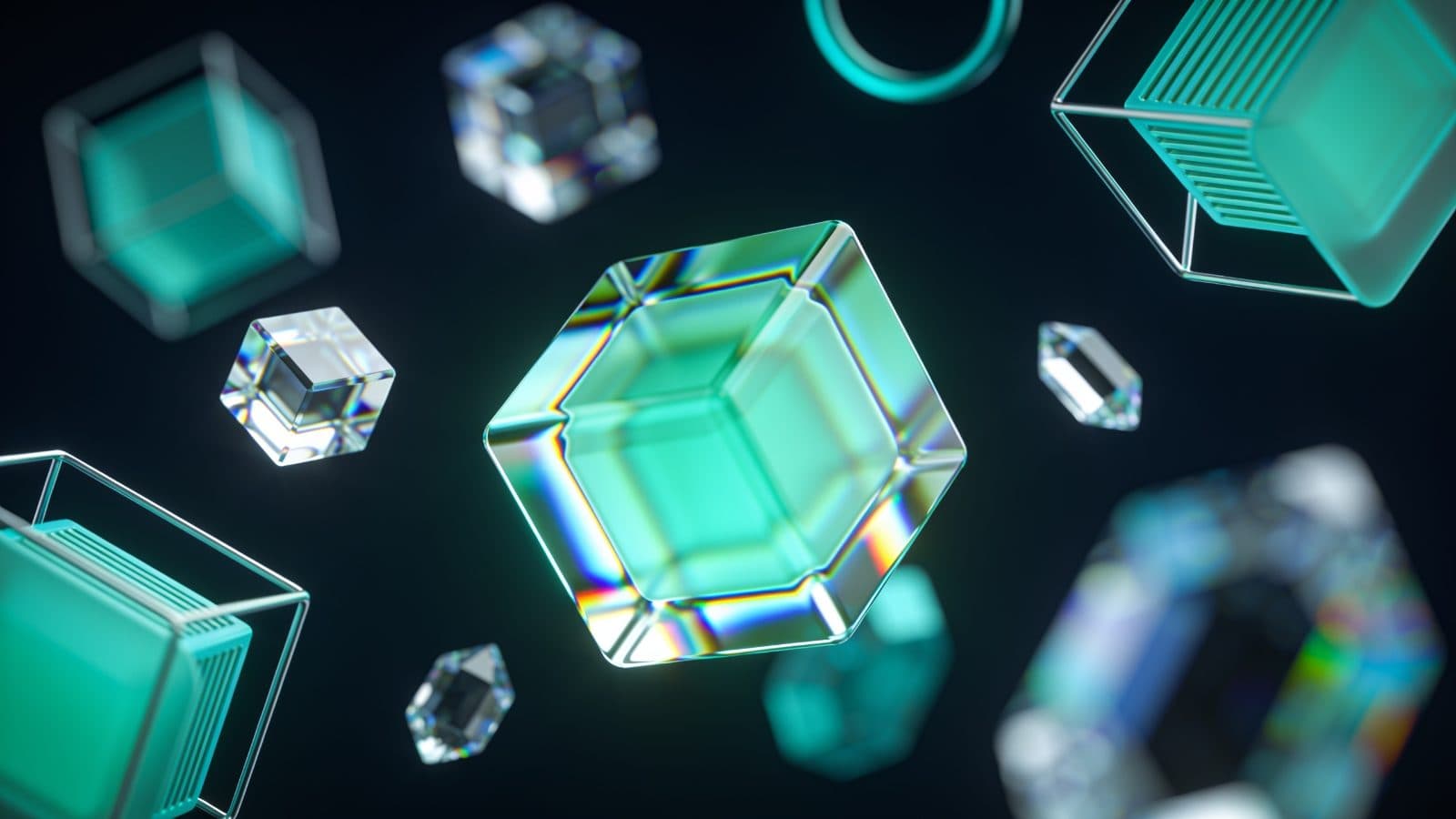 Floating glass cubes